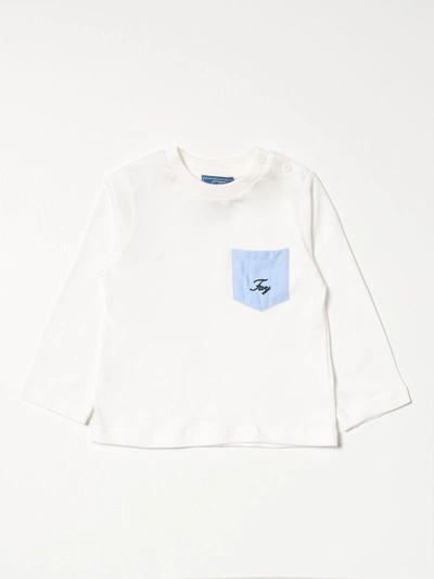 Fay Babies' Contrasting Pocket Cotton T-shirt In White