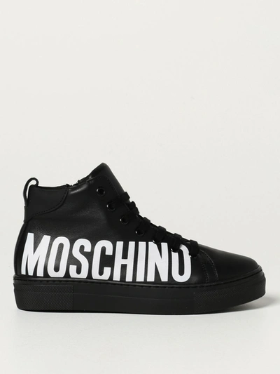 Moschino Baby Kids' Sneakers In Leather In Black
