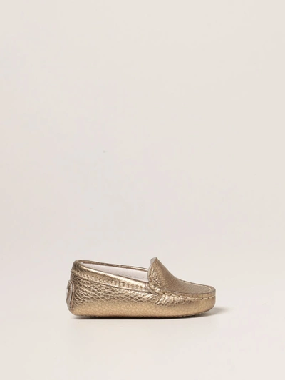 Tod's Babies' Moccasins In Laminated Leather In Gold