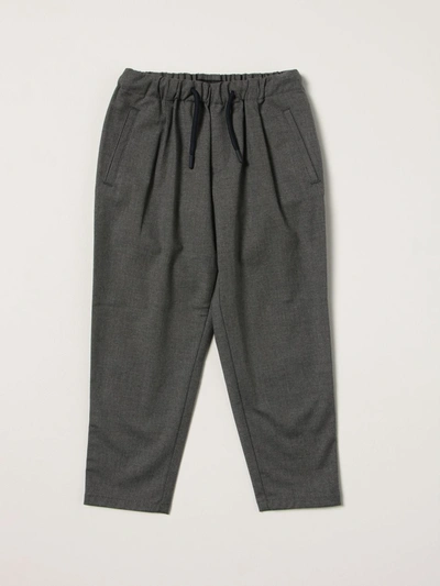 Emporio Armani Trousers In Viscose Blend With Embroidered Logo In Grey