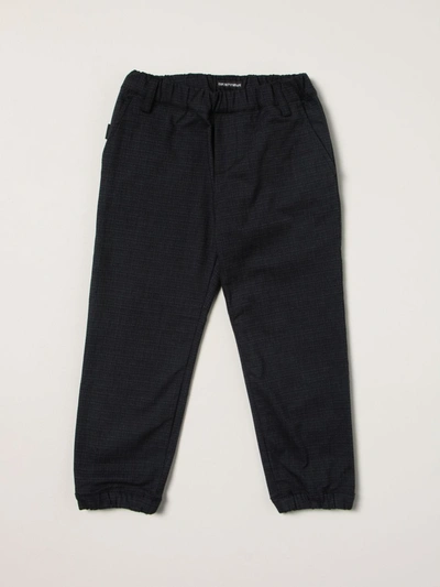 Emporio Armani Kids' Trousers In Cotton Blend In Blue