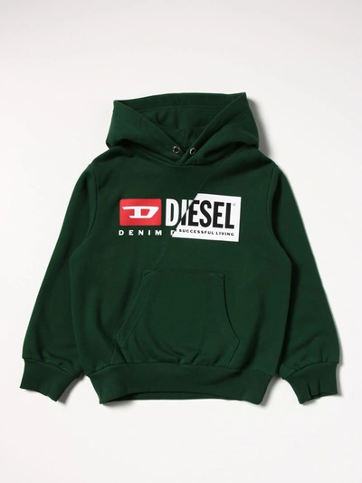 Diesel Kids' Hoodie In Cotton In Green