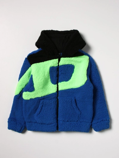 Diesel Kids' Saldyx Over Teddy Jacket In Royal Blue