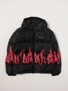 Vision Of Super Flames Print Padded Jacket In Black