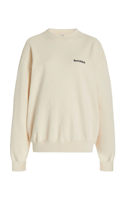 Sporty And Rich Sporty Rich Crewneck Logo Sweatshirt In White