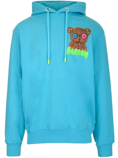 Barrow Unisex Turquoise Hoodie With Multicolored Teddy Logo Print In Blue