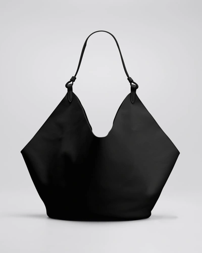 Khaite Lotus Medium Calf Leather Bucket Bag In Black