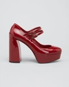Christian Louboutin Movida Patent Mary Jane Red Sole Pumps In R533 Red