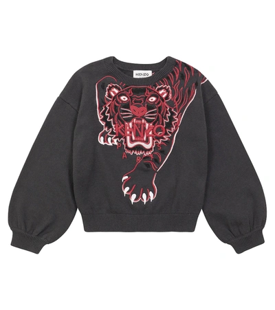 Kenzo Teen Tiger-motif Cotton Sweatshirt In Black