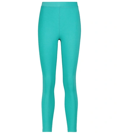 Alo Yoga Women's Blissful High-waisted Rib-knit Leggings In Green Emerald