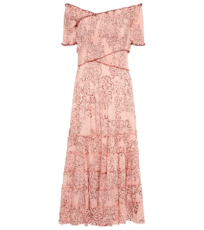 Poupette St Barth Soledad Floral Midi Dress In Pink Biot