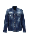 Dsquared2 Distressed-finish Button-front Denim Jacket In Navy Blue