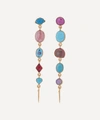 Grainne Morton Gold-plated Asymmetric Multi-stone Five Charm Victorian Drop Earrings In Multi