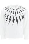 Neil Barrett White Fair-isle Thunderbolt Sweatshirt In Mixed Colours