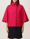 Fay Flared Hook Detailed Cape In Fuchsia