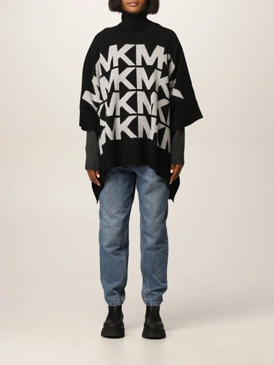 Michael Michael Kors Poncho With Logo In Black