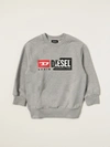 Diesel Kids' Crewneck Sweatshirt In Cotton With Logo In Grey