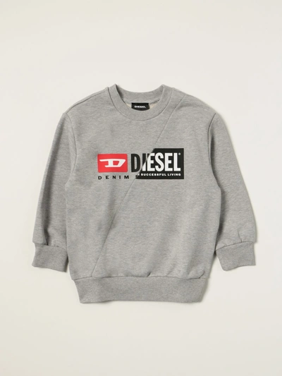 Diesel Crewneck Sweatshirt In Cotton With Logo In Grey