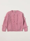 Il Gufo Kids Pink Sweater With Braids And Fringes In Pink