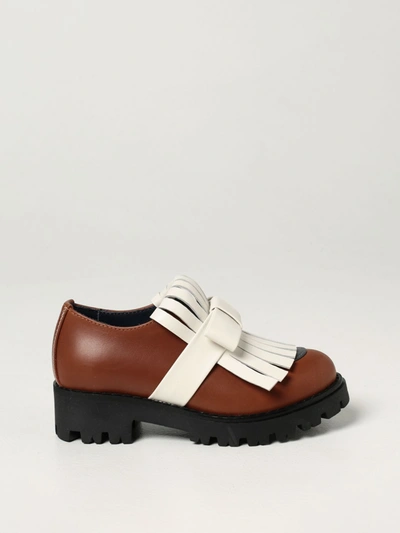 Marni Kids' Tassel-bow Leather Loafers In Brown