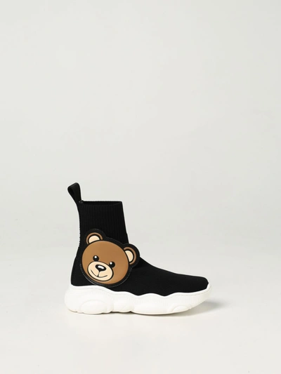 Moschino Kid Kids' Sock Trainers With Teddy In Black