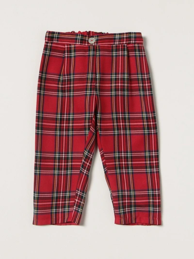Siola Babies' Trousers In Tartan Cotton Blend In Red