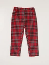Siola Kids' Pants In Tartan Cotton Blend In Red
