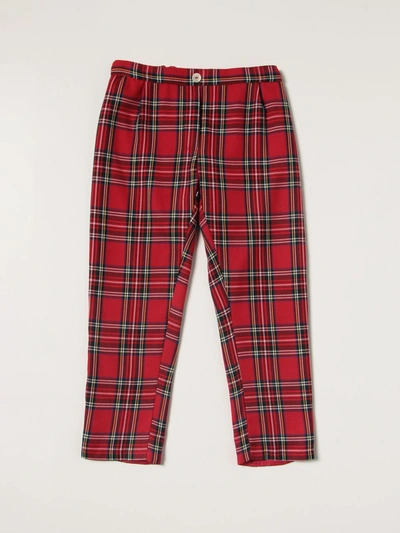 Siola Pants In Tartan Cotton Blend In Red