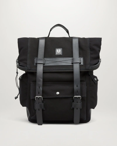 Belstaff Bruce Leather-trimmed Nylon-canvas Backpack In Black