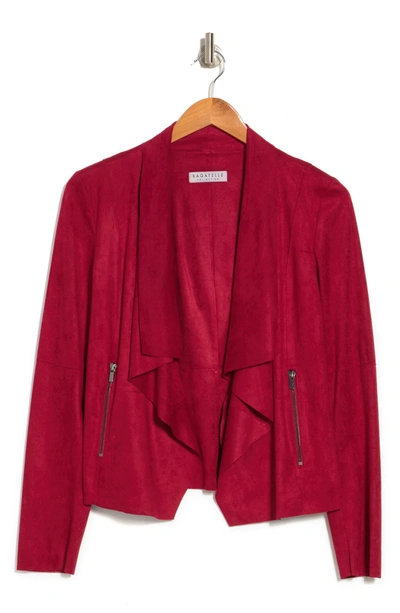 Bagatelle Draped Faux Suede Jacket In Cranberry