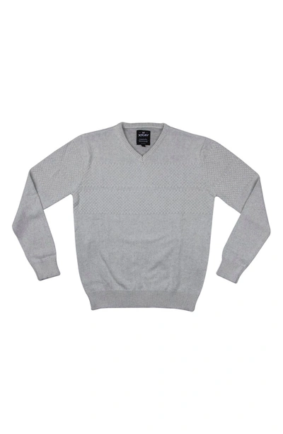 X-ray V-neck Honeycomb Knit Sweater In Off White