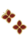 Savvy Cie Jewels 18k Gold Vermeil Agate Stud Earrings In Red