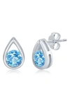 SIMONA STERLING SILVER SWISS BLUE TOPAZ TEARDROP STUD EARRINGS