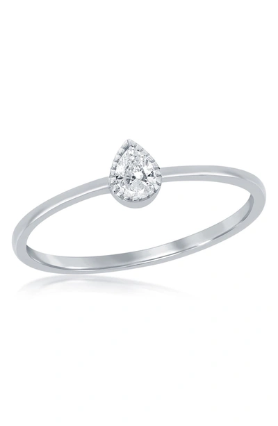 Simona Sterling Silver Pear Cut Cz Ring