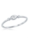 Simona Sterling Silver Bezel Marquise & Round Cz Stackable Ring In Silver