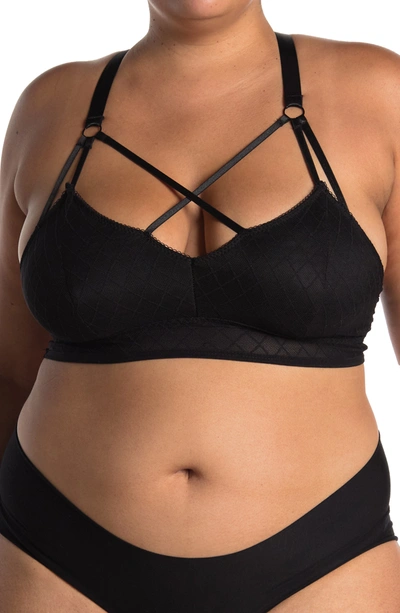 Secret Lace Strappy Mesh Bralette In Black