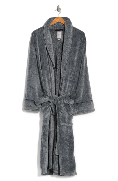 Daniel Buchler Plush Shawl Collar Tie Waist Robe In Charcoal