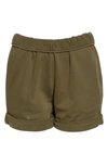 Frame Rolled Cuff Cotton Shorts In Washed Moss