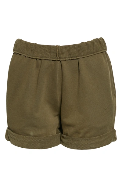 Frame Rolled Cuff Cotton Shorts In Washed Moss