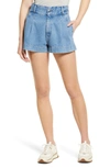 Edwin Isla Pleated Nonstretch Organic Cotton Denim Shorts In Crush