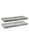 Sorbus Rustic Wood Hanging Rectangle Wall Shelves In Grey Wood