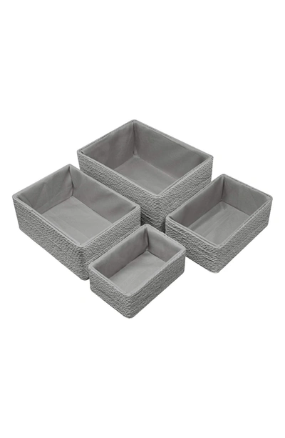 Sorbus Stackable Woven Basket Set In Grey