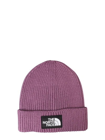 The North Face Logo Box Cuffed Beanie In Purple In Viola