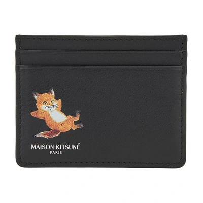 Maison Kitsuné Chillax Fox Card Holder In Black