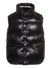 Khrisjoy Shiny Quilted High Collar Padded Sleeveless Jacket In Black