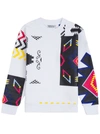 Marcelo Burlon County Of Milan Multicolor Cotton Patchwork Sweatshirt In White