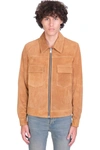 MAISON FLANEUR LEATHER JACKET IN BROWN SUEDE,W8007