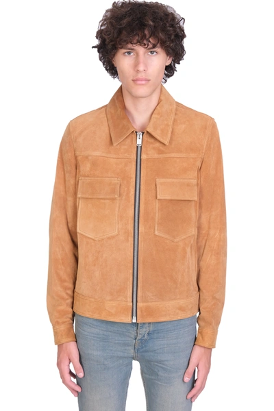 Maison Flaneur Leather Jacket In Brown Suede