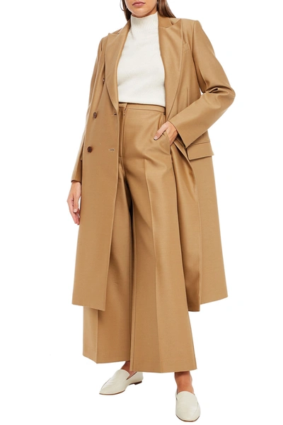 Lvir Wool And Silk-blend Twill Wide-leg Trousers In Black