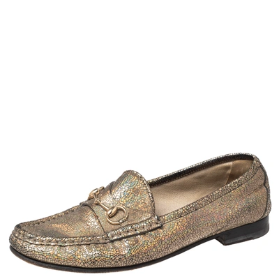 Pre-owned Gucci Iridescent Leather Horsebit Loafers Size 38 In Multicolor
